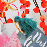 Welsh Mummy Christmas Card, Nadolig Llawen Mami, Bauble, Tassel Embellished