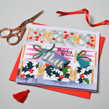 Welsh Niece Christmas Card, Nadolig Llawen Nith, Cracker, Tassel Embellished