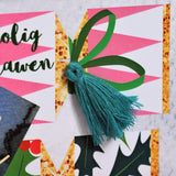 Welsh Niece Christmas Card, Nadolig Llawen Nith, Cracker, Tassel Embellished