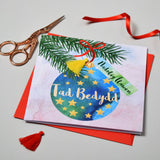 Welsh Godfather Christmas Card, Nadolig Llawen Tad Bedydd, Tassel Embellished