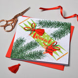 Welsh Uncle Christmas Card, Nadolig Llawen Wncwl, Cracker, Tassel Embellished