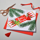 Welsh Male Teacher Christmas Card, Nadolig Llawen Athro, Tassel Embellished