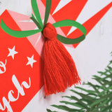 Welsh Male Teacher Christmas Card, Nadolig Llawen Athro, Tassel Embellished