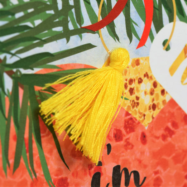 Welsh Fiance Christmas Card, Nadolig Llawen Dyweddi, Bauble, Tassel Embellished