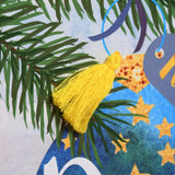 Welsh Daddy Christmas Card, Nadolig Llawen Dadi, Bauble, Tassel Embellished