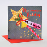 Welsh Goddaughter Christmas Card, Nadolig Llawen, Wishes, Tassel Embellished
