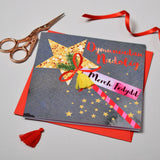 Welsh Goddaughter Christmas Card, Nadolig Llawen, Wishes, Tassel Embellished