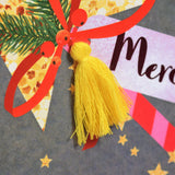 Welsh Goddaughter Christmas Card, Nadolig Llawen, Wishes, Tassel Embellished