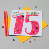 Welsh Age 15 Pink Birthday Card, Penblwydd Hapus, Embellished with Pompoms
