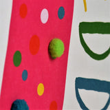 Welsh Age 2 Pink Birthday Card, Penblwydd Hapus, Embellished with Pompoms