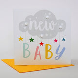 Baby Card, Mobile, New Baby, Embellished with colourful pompoms