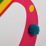 Birthday Card, Age 9 - Pink, Happy 9th Birthday, Embellished with pompoms