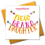 Baby Card, Banner, Congratulations! New Granddaughter, Embellished with pompoms