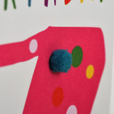 Birthday Card, Age 17 - Pink, Happy Birthday 17, Embellished with pompoms