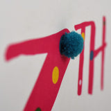 Birthday Card, Age 13 - Pink, Happy 13th Birthday, Embellished with pompoms