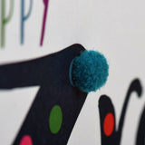 Birthday Card, Age 3 - Blue, Happy 3rd Birthday, Embellished with pompoms