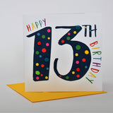 Birthday Card, Age 13 - Blue, Happy 13th Birthday, Embellished with pompoms