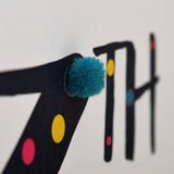 Birthday Card, Age 13 - Blue, Happy 13th Birthday, Embellished with pompoms