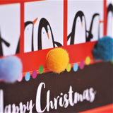 Christmas Card, Santa on the Bus, Embellished with colourful pompoms