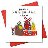 Christmas Card, Presents, From All of Us to All of You, Embellished with pompoms