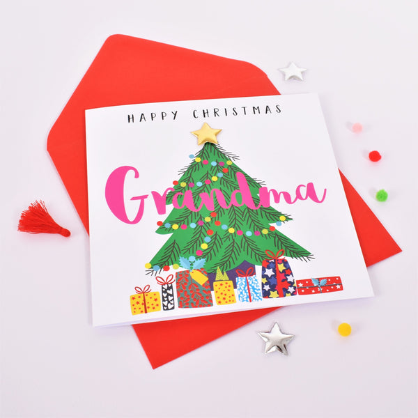Christmas Card, Christmas Tree & Presents, Grandma, padded star Embellished
