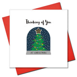 Christmas Card, Snow Globe, Thinking of You, Embellished with a padded star