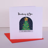 Christmas Card, Snow Globe, Thinking of You, Embellished with a padded star