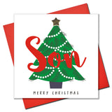 Christmas Card, Christmas Tree, Son, Embellished with a padded star