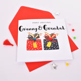 Christmas Card, Presents, Granny & Grandad, Embellished with pompoms