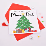 Christmas Card, Christmas Tree and Presents, Mum & Dad, padded star Embellished