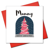 Christmas Card, Snow Globe, Mummy Happy Christmas, Embellished with pompoms