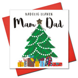 Welsh Mum & Dad Christmas Card, Nadolig Llawen, padded star embellished