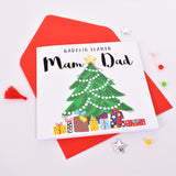 Welsh Mum & Dad Christmas Card, Nadolig Llawen, padded star embellished