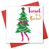 Welsh Christmas Card, Nadolig Llawen, Ohh Christmas Tree padded star embellished