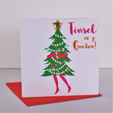 Welsh Christmas Card, Nadolig Llawen, Ohh Christmas Tree padded star embellished