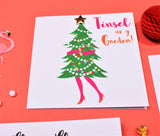 Welsh Christmas Card, Nadolig Llawen, Ohh Christmas Tree padded star embellished