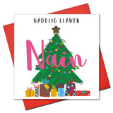 Welsh Grandma Christmas Card, Nadolig Llawen Nain, padded star embellished