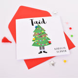 Welsh Grandad Christmas Card, Nadolig Llawen Taid, Embellished with Pompoms