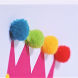 Welsh Christmas Card, Nadolig Llawen, Flamingo, Embellished with Pompoms