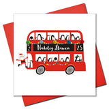 Welsh Christmas Card, Nadolig Llawen, Santa, Embellished with Pompoms