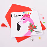 Welsh Sister Christmas Card, Nadolig Llawen Chwaer, Embellished with Pompoms