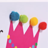 Welsh Sister Christmas Card, Nadolig Llawen Chwaer, Embellished with Pompoms