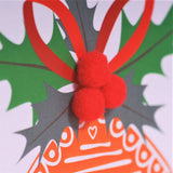 Welsh Granny Christmas Card, Nadolig Llawen Mam-gu, Embellished with Pompoms