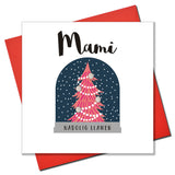 Welsh Mummy Christmas Card, Nadolig Llawen Mami, Embellished with Pompoms