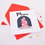 Welsh Mummy Christmas Card, Nadolig Llawen Mami, Embellished with Pompoms