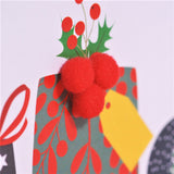 Welsh Brother Christmas Card, Nadolig Llawen, Brawd, Embellished with Pompoms