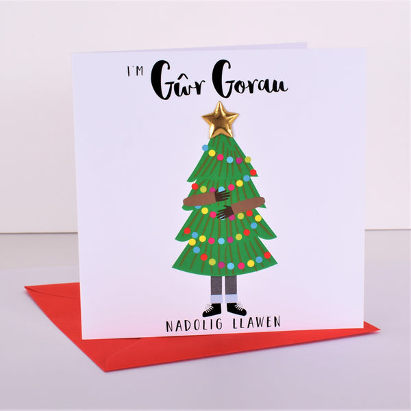 Welsh Husband Christmas Card, Nadolig Llawen, Gwr, padded star embellished