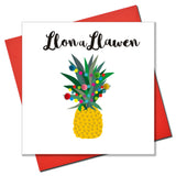 Welsh Christmas Card, Nadolig Llawen, Pineapple, Embellished with Pompoms