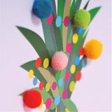 Welsh Christmas Card, Nadolig Llawen, Pineapple, Embellished with Pompoms