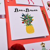 Welsh Christmas Card, Nadolig Llawen, Pineapple, Embellished with Pompoms